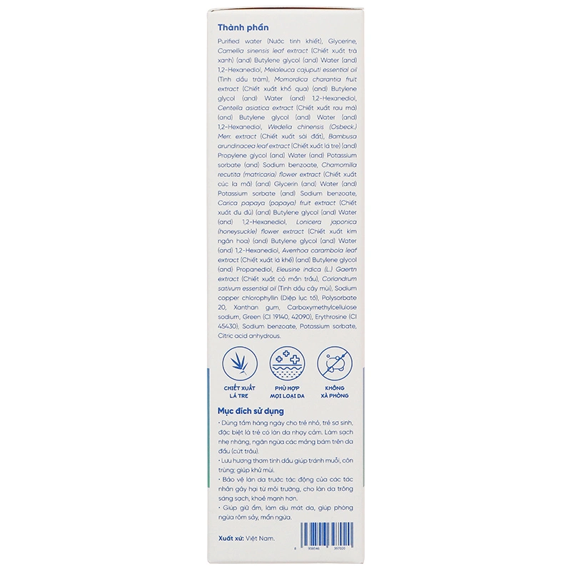 Nước tắm thảo dược Sachi hương tràm, giúp ngăn rôm sảy chai 250ml - 4